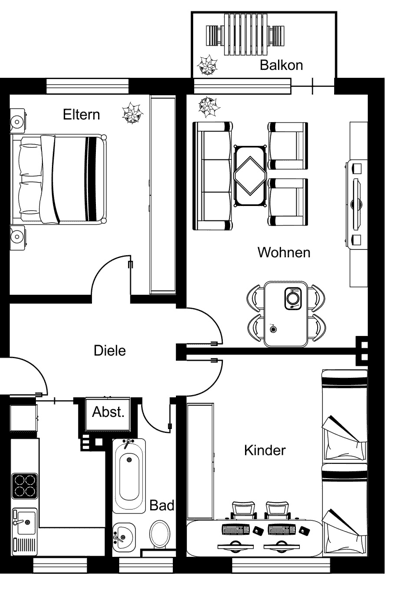 Pronájem bytu 3+1 73 m², Schlenhofstr. 15, Essen, Severní Porýní-Vestfálsko Pronájem bytu 3+1 73 m², Schlenhofstr. 15, Essen, Severní Porýní-Vestfálsko