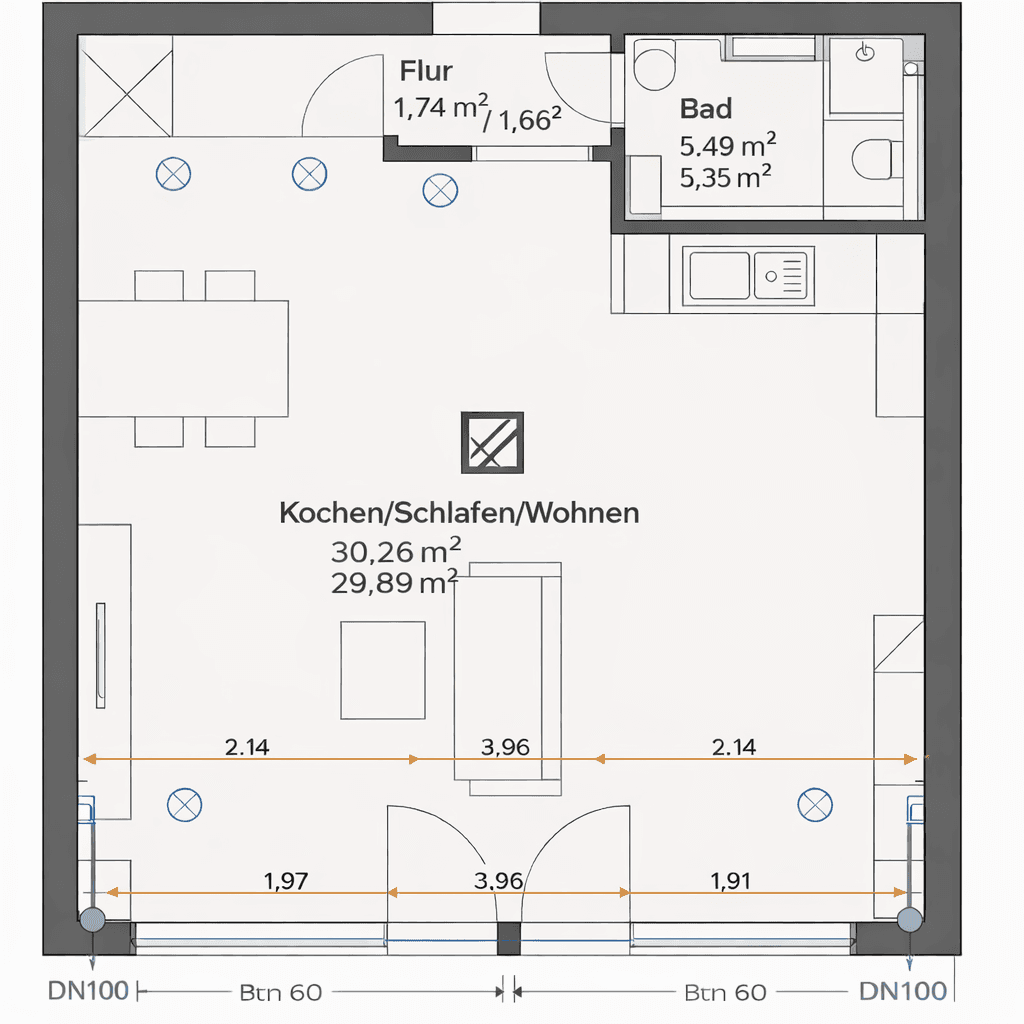 Pronájem bytu 1+1 45 m², Heißener Str., Mülheim a. d. Ruhr, Severní Porýní-Vestfálsko Pronájem bytu 1+1 45 m², Heißener Str., Mülheim a. d. Ruhr, Severní Porýní-Vestfálsko