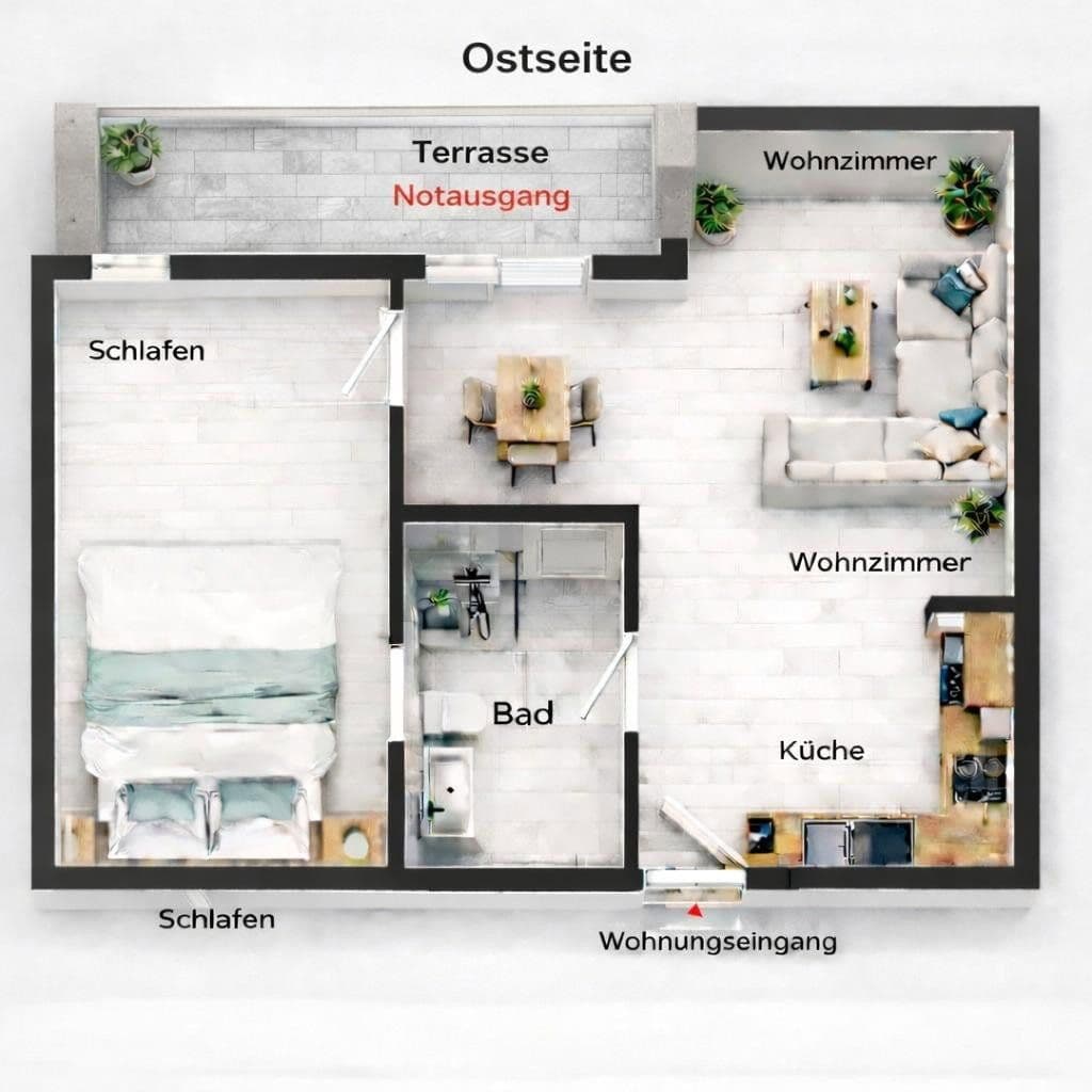 Pronájem bytu 2+1 44 m², Pfinztal, Bádensko-Württembersko Pronájem bytu 2+1 44 m², Pfinztal, Bádensko-Württembersko
