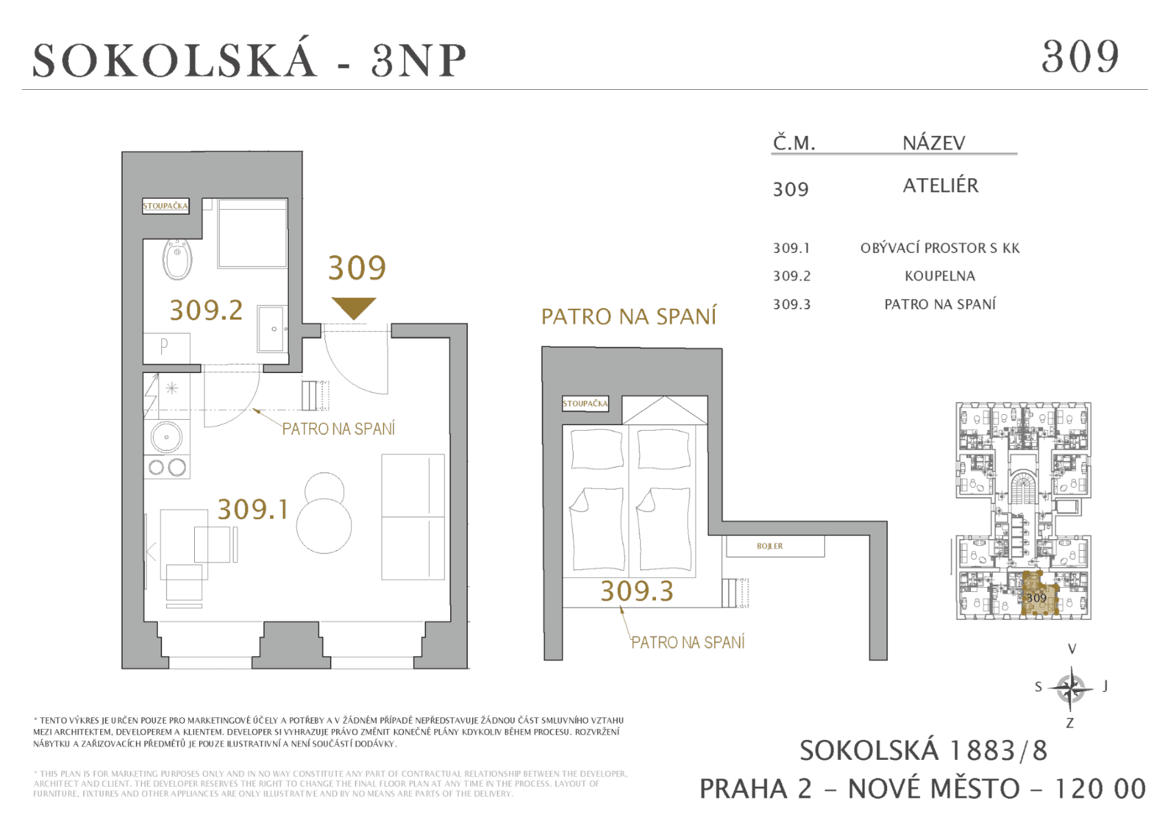 Prodej bytu 1+kk 24 m², Sokolská, Praha, Praha Prodej bytu 1+kk 24 m², Sokolská, Praha, Praha