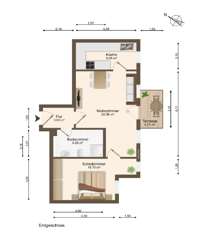Pronájem bytu 2+1 61 m², Magdeburg, Sasko-Anhaltsko Pronájem bytu 2+1 61 m², Magdeburg, Sasko-Anhaltsko