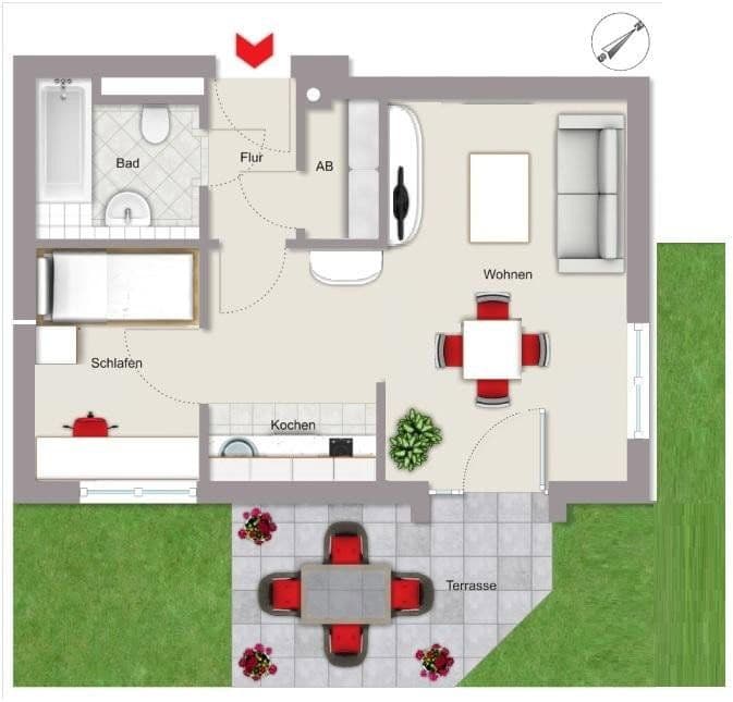 Pronájem bytu 2+1 43 m², Rothenburger Str. 55, Nürnberg, Bavorsko Pronájem bytu 2+1 43 m², Rothenburger Str. 55, Nürnberg, Bavorsko