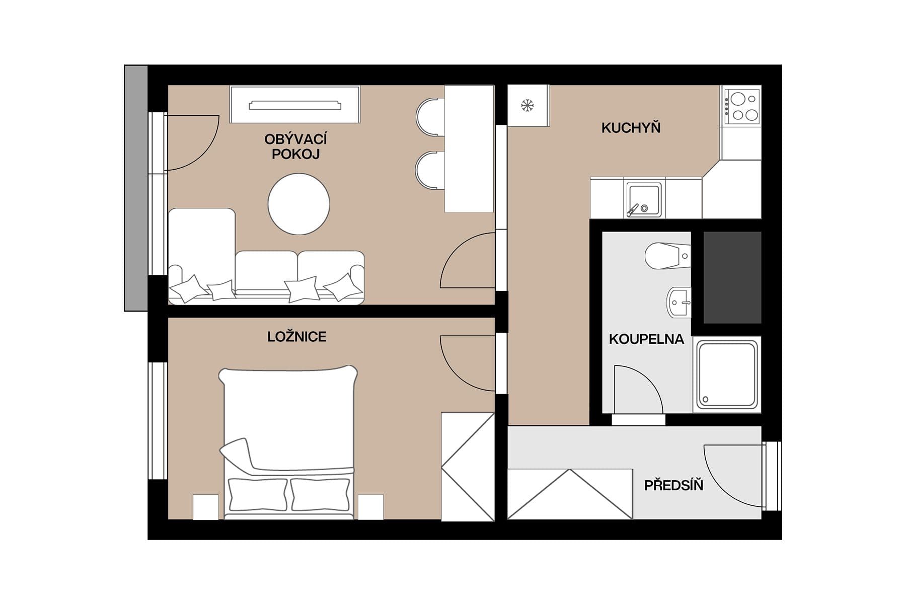 Prodej bytu 2+kk 43 m², Frýdlantská, Praha, Praha Prodej bytu 2+kk 43 m², Frýdlantská, Praha, Praha