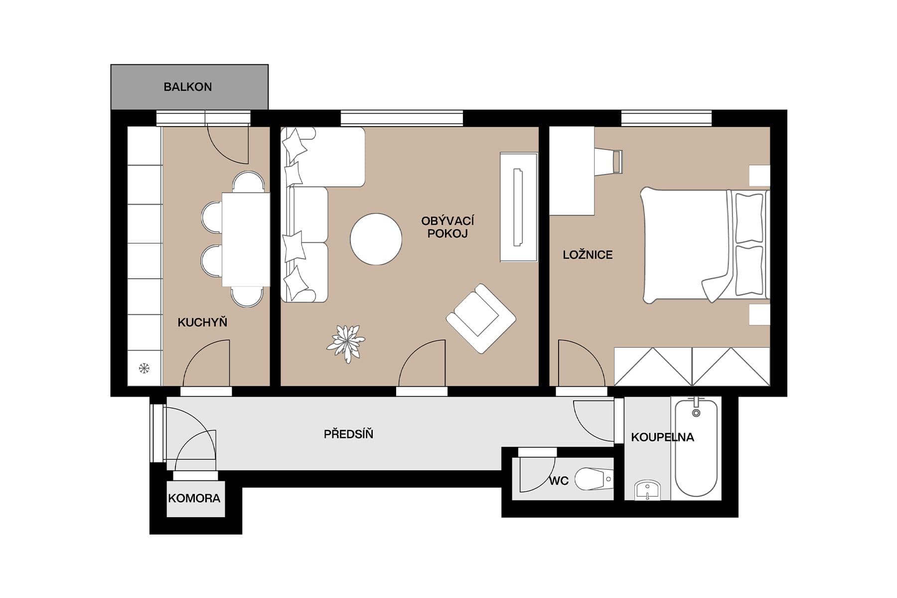Prodej bytu 2+1 58 m², Purkyňova, Brno, Jihomoravský kraj Prodej bytu 2+1 58 m², Purkyňova, Brno, Jihomoravský kraj