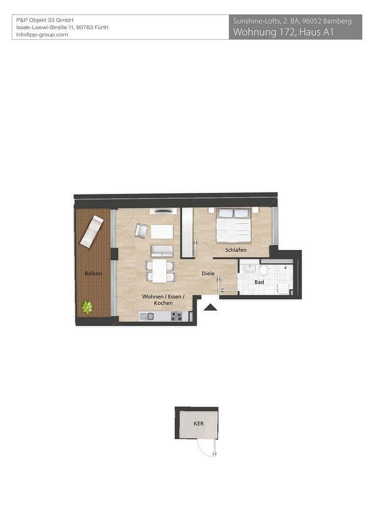 Pronájem bytu 2+1 55 m², Lorenz-Krapp-Straße, Bamberg, Bavorsko Pronájem bytu 2+1 55 m², Lorenz-Krapp-Straße, Bamberg, Bavorsko