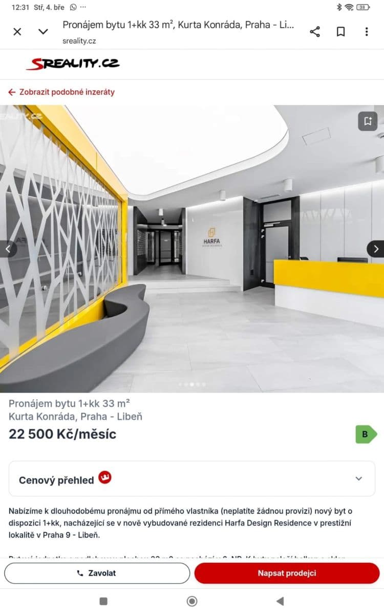 Pronájem bytu 1+kk 33 m², Kurta Konráda, Praha, Praha Pronájem bytu 1+kk 33 m², Kurta Konráda, Praha, Praha