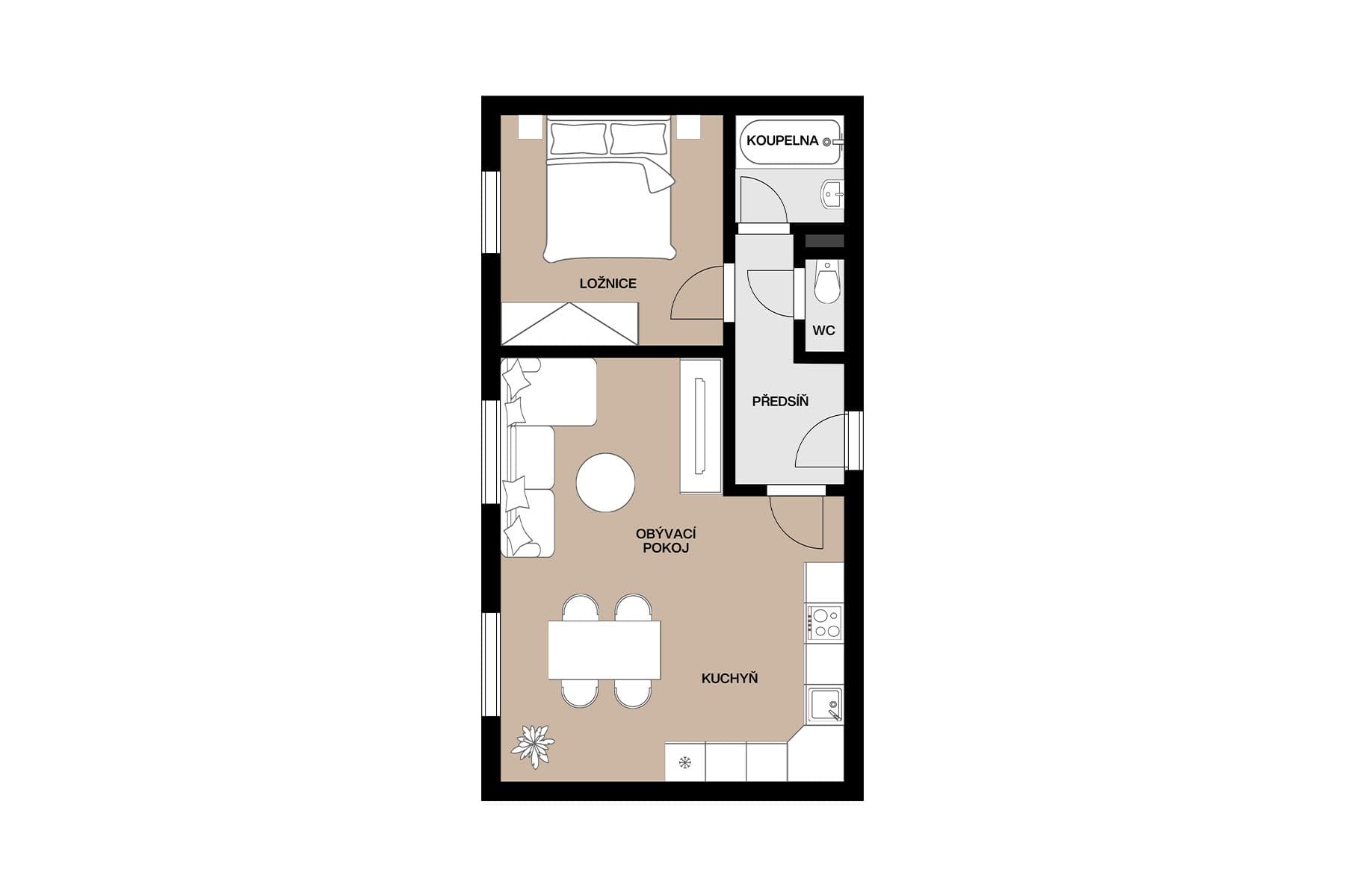 Prodej bytu 2+kk 48 m², V Bytovkách, Praha, Praha Prodej bytu 2+kk 48 m², V Bytovkách, Praha, Praha