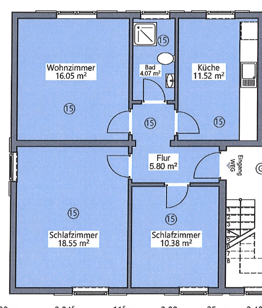 Pronájem bytu 3+1 68 m², Am Zimmermannskreuz 5, Kaiserslautern, Porýní-Falc Pronájem bytu 3+1 68 m², Am Zimmermannskreuz 5, Kaiserslautern, Porýní-Falc