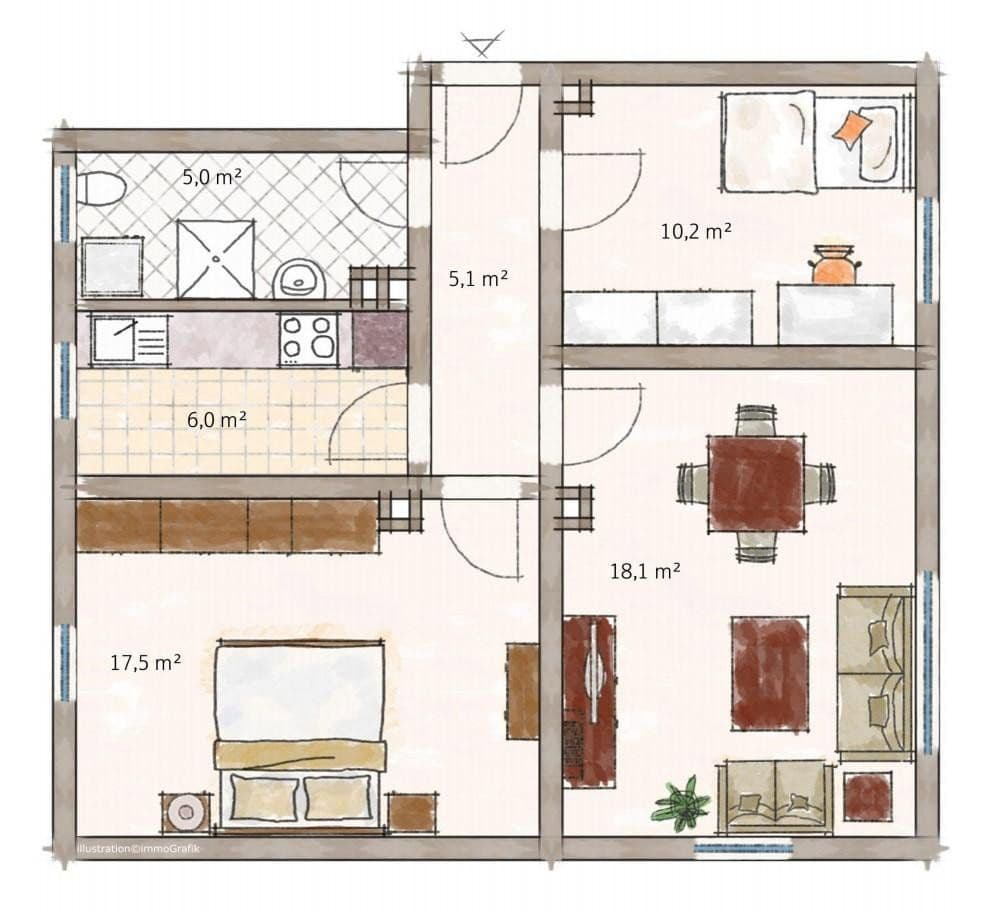 Pronájem bytu 3+kk 63 m², Essen, Severní Porýní-Vestfálsko Pronájem bytu 3+kk 63 m², Essen, Severní Porýní-Vestfálsko