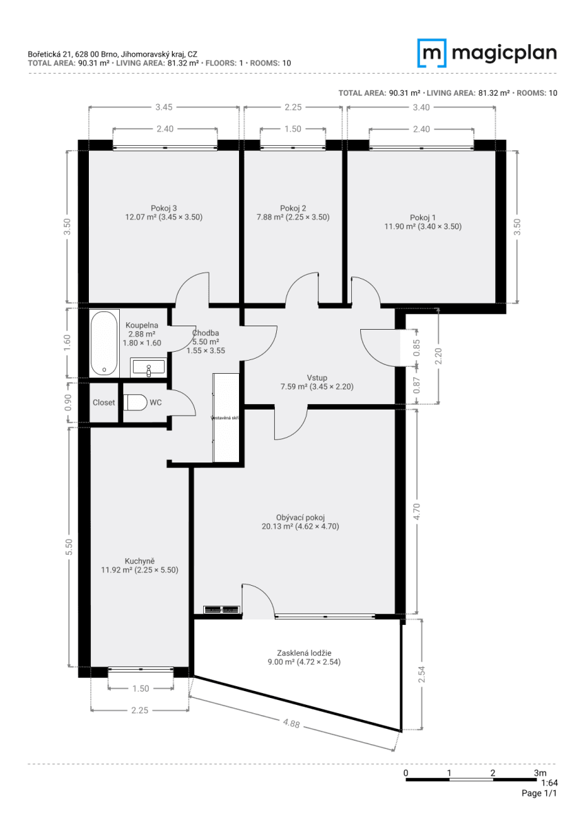 Prodej bytu 4+1 82 m², Bořetická, Brno, Jihomoravský kraj Prodej bytu 4+1 82 m², Bořetická, Brno, Jihomoravský kraj