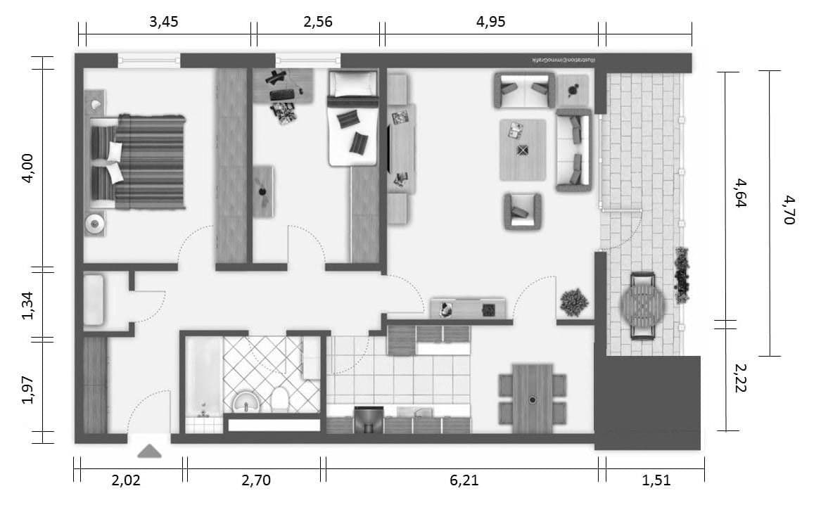 Pronájem bytu 3+1 83 m², Im Mainfeld 23, Frankfurt, Hessen Pronájem bytu 3+1 83 m², Im Mainfeld 23, Frankfurt, Hessen