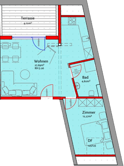 Pronájem bytu 2+1 44 m², Kinkstraße 23, Kufstein, Tyrolsko Pronájem bytu 2+1 44 m², Kinkstraße 23, Kufstein, Tyrolsko