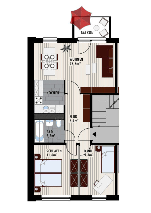 Pronájem bytu 3+1 57 m², Rigaer Strasse 1, Halle (Saale), Sasko-Anhaltsko Pronájem bytu 3+1 57 m², Rigaer Strasse 1, Halle (Saale), Sasko-Anhaltsko