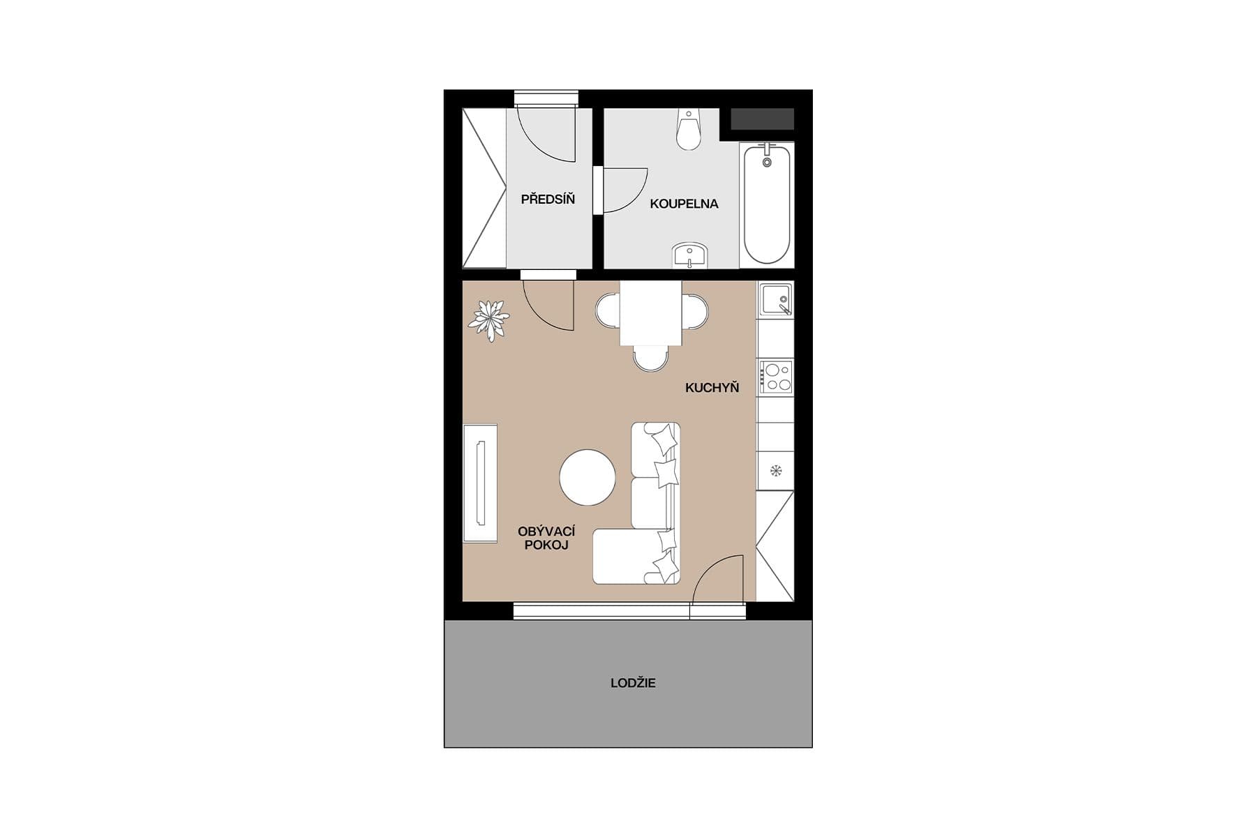 Prodej bytu 1+kk 32 m², Granitova, Praha, Praha Prodej bytu 1+kk 32 m², Granitova, Praha, Praha