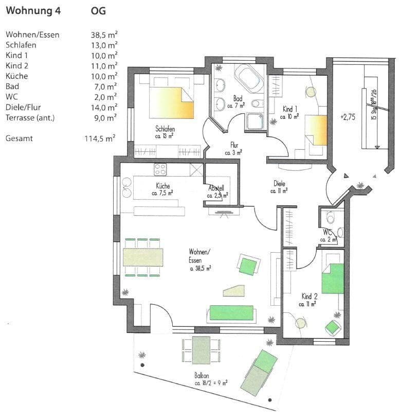 Prodej bytu 4+kk 115 m², Am Föllbach 2, Wolfschlugen, Bádensko-Württembersko Prodej bytu 4+kk 115 m², Am Föllbach 2, Wolfschlugen, Bádensko-Württembersko