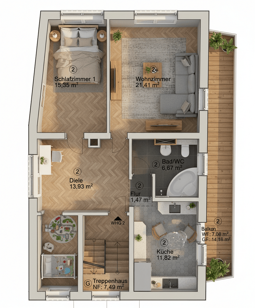 Prodej bytu 3+kk 84 m², Pfinztal, Bádensko-Württembersko Prodej bytu 3+kk 84 m², Pfinztal, Bádensko-Württembersko