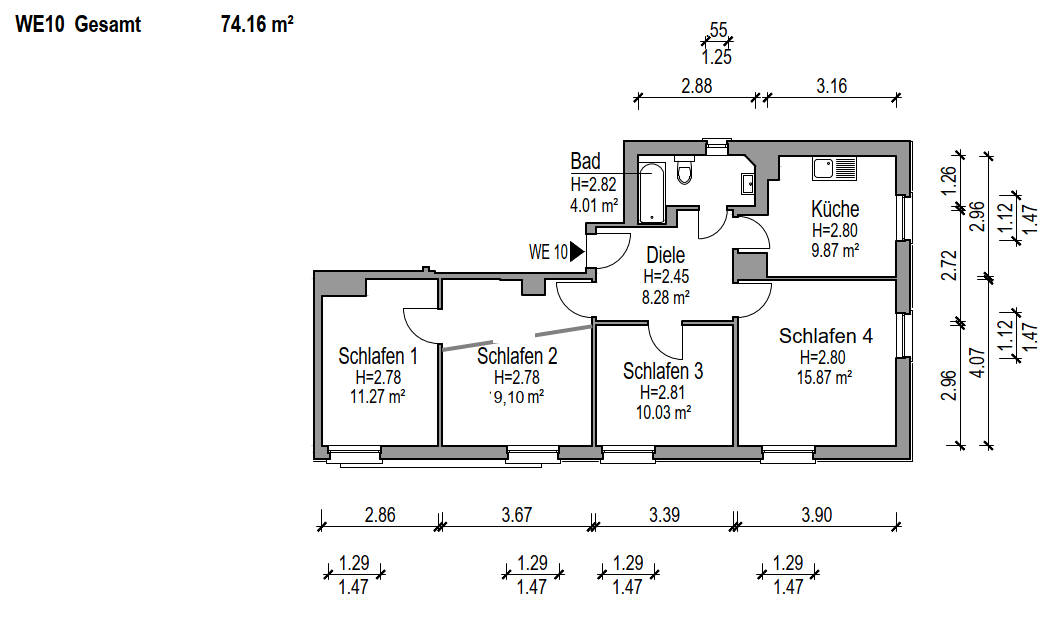 Pronájem bytu 4+1 74 m², Emser Strasse 40, Frankfurt, Hessen Pronájem bytu 4+1 74 m², Emser Strasse 40, Frankfurt, Hessen