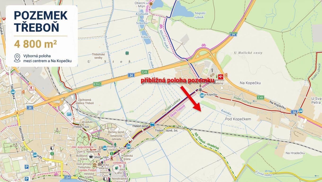 Prodej pozemku 4.800 m², Dukelská, Třeboň, Jihočeský kraj Prodej pozemku 4.800 m², Dukelská, Třeboň, Jihočeský kraj
