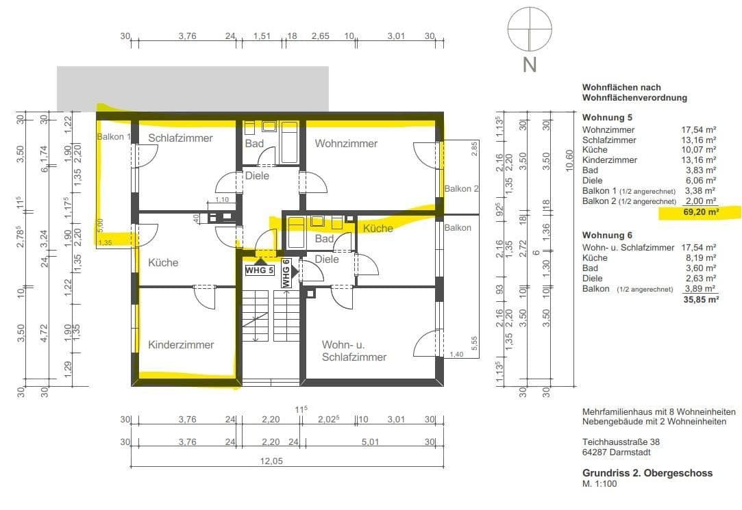 Pronájem bytu 3+kk 69 m², Teichhausstraße 38, Darmstadt, Hessen Pronájem bytu 3+kk 69 m², Teichhausstraße 38, Darmstadt, Hessen