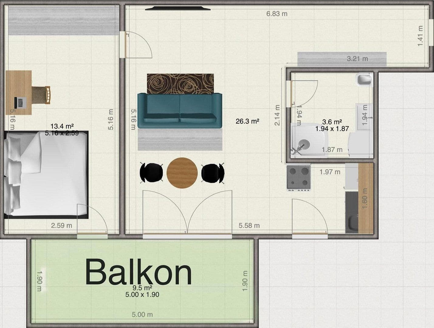 Pronájem bytu 2+1 48 m², Fäustlestraße 2, München, Bavorsko Pronájem bytu 2+1 48 m², Fäustlestraße 2, München, Bavorsko