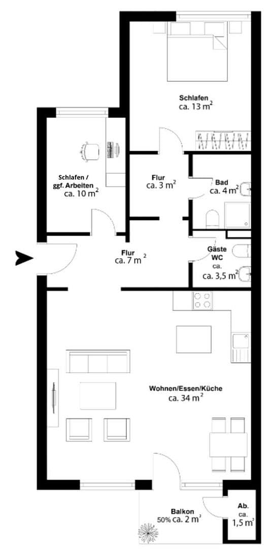 Pronájem bytu 3+1 77 m², Landahlweg 15, Hamburg, Hamburg Pronájem bytu 3+1 77 m², Landahlweg 15, Hamburg, Hamburg
