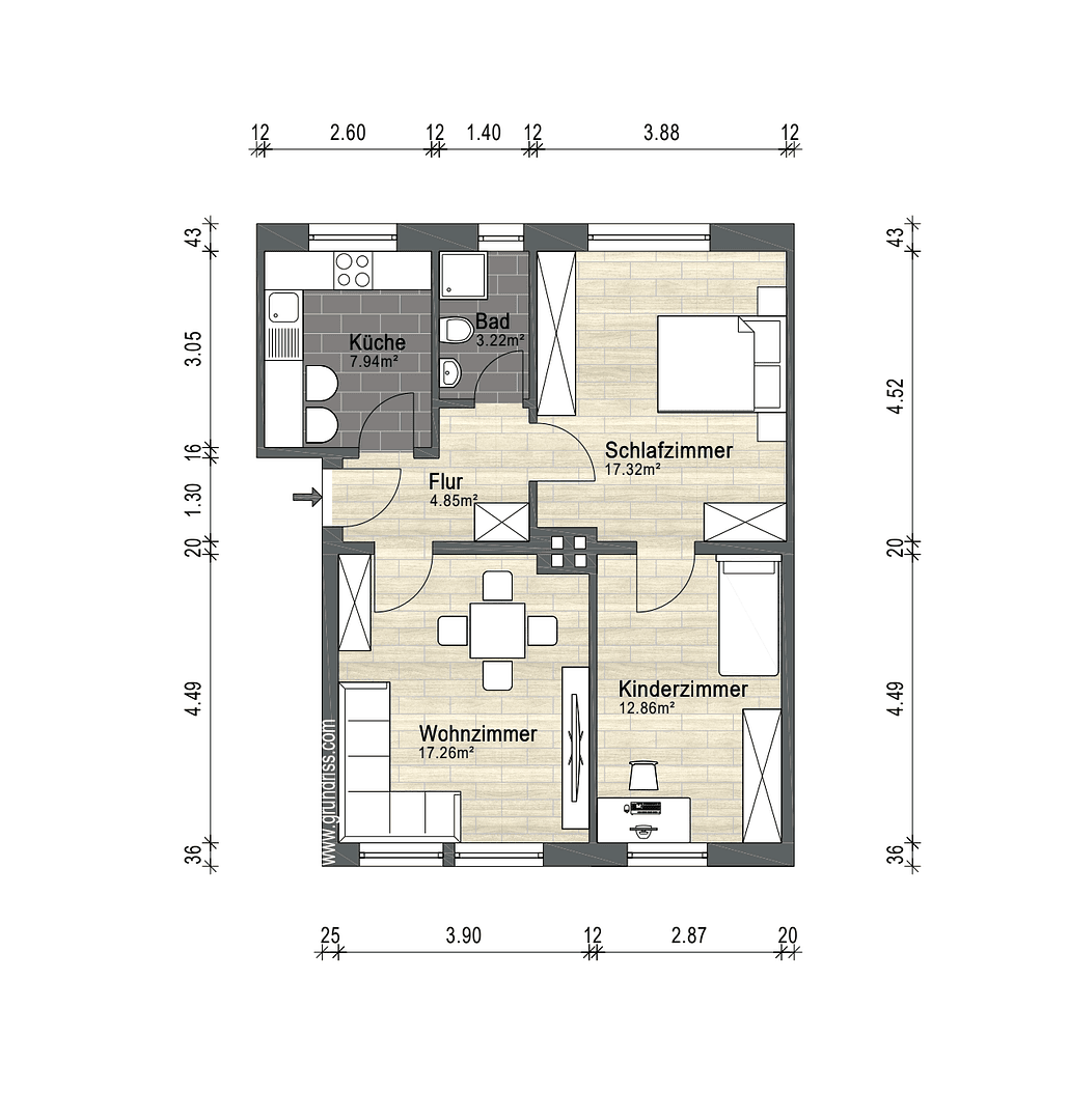 Pronájem bytu 3+1 64 m², Bremen, Bremen Pronájem bytu 3+1 64 m², Bremen, Bremen