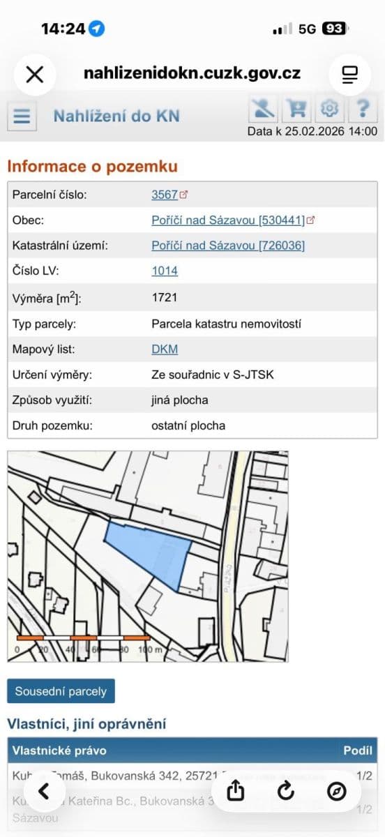 Prodej pozemku 1.934 m², Poříčí nad Sázavou, Středočeský kraj Prodej pozemku 1.934 m², Poříčí nad Sázavou, Středočeský kraj