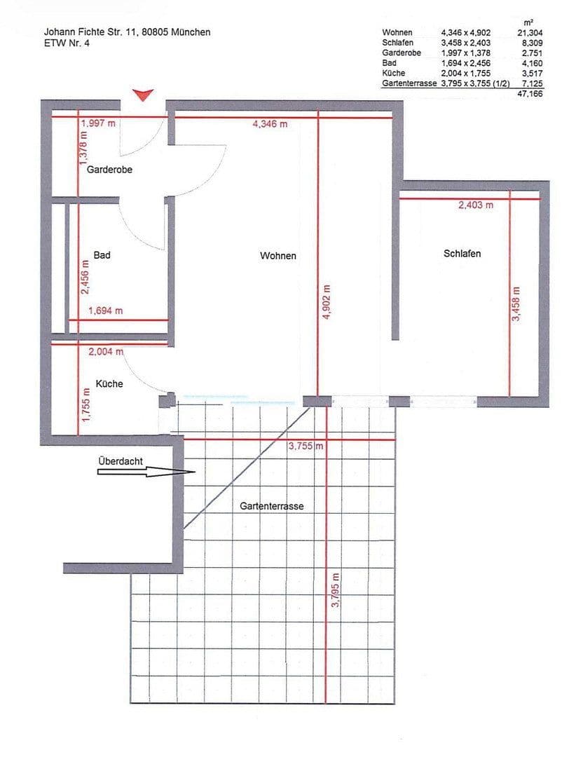 Pronájem bytu 2+1 50 m², Johann-Fichte-Str.11, München, Bavorsko Pronájem bytu 2+1 50 m², Johann-Fichte-Str.11, München, Bavorsko