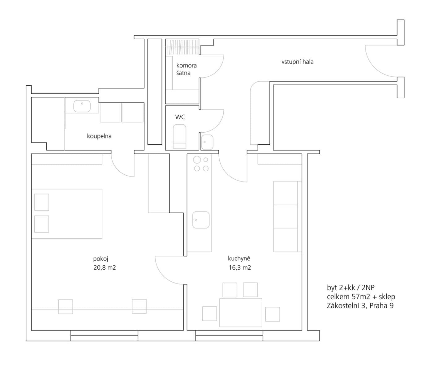 Pronájem bytu 2+kk 57 m², Zákostelní, Praha, Praha Pronájem bytu 2+kk 57 m², Zákostelní, Praha, Praha