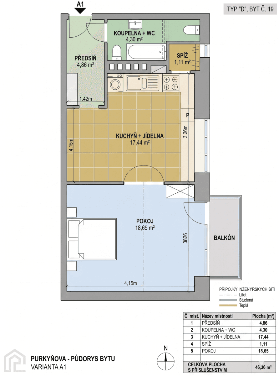 Prodej bytu 2+kk 46 m², Purkyňova, Brno, Jihomoravský kraj Prodej bytu 2+kk 46 m², Purkyňova, Brno, Jihomoravský kraj