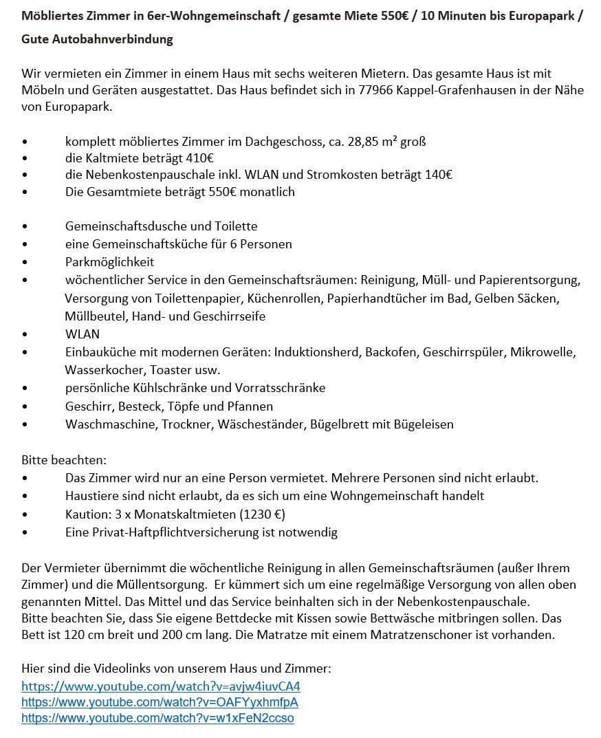 Pronájem bytu 1+1 29 m², Kappel-Grafenhausen, Bádensko-Württembersko Pronájem bytu 1+1 29 m², Kappel-Grafenhausen, Bádensko-Württembersko