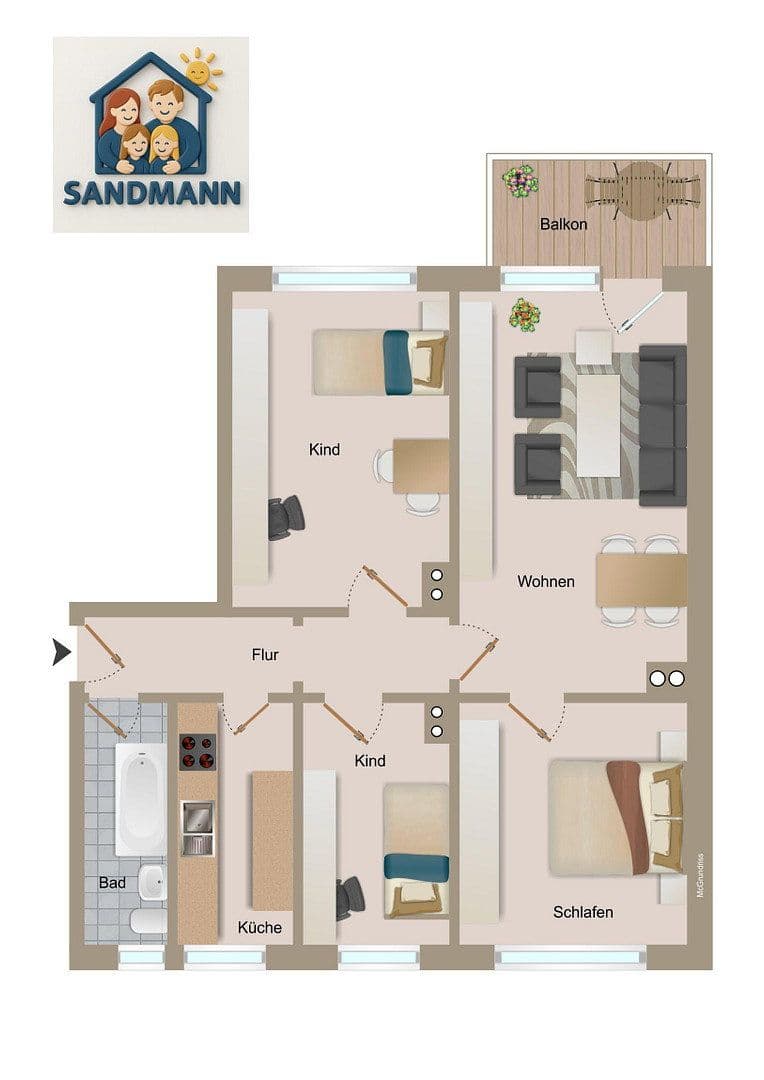 Pronájem bytu 4+1 75 m², Seligenstädter Straße 12, Gera - Aga, Durynsko Pronájem bytu 4+1 75 m², Seligenstädter Straße 12, Gera - Aga, Durynsko