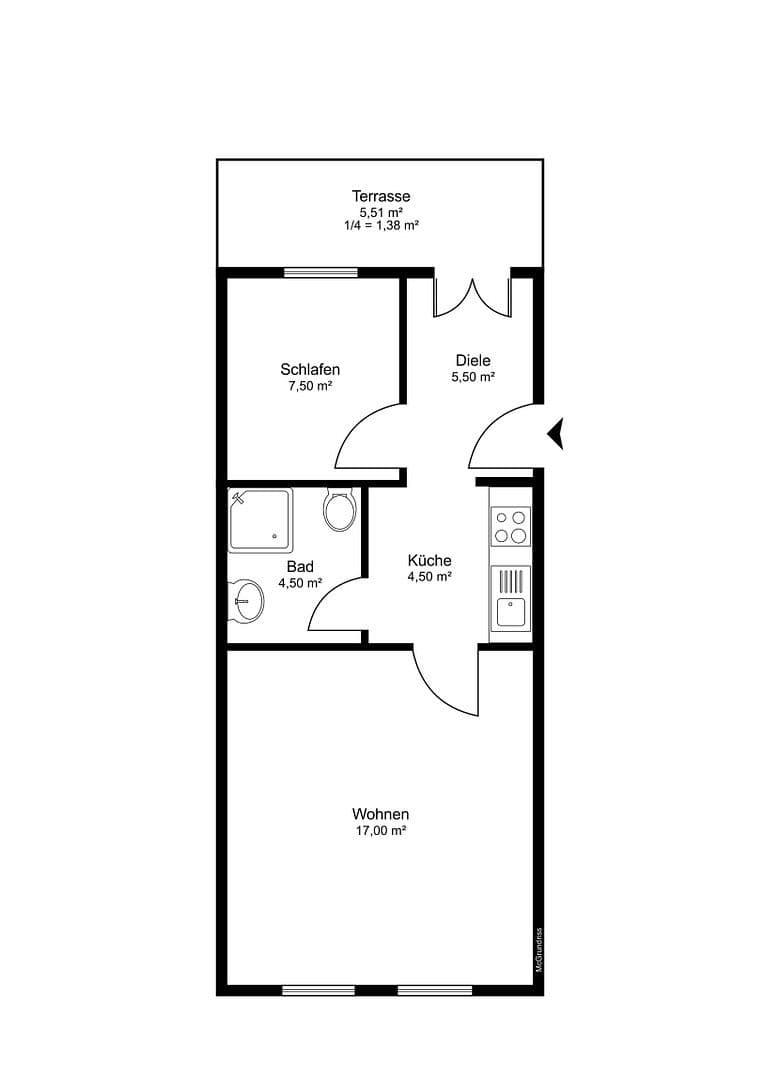 Prodej bytu 2+1 39 m², Wismar, Mecklenburg-Vorpommern Prodej bytu 2+1 39 m², Wismar, Mecklenburg-Vorpommern