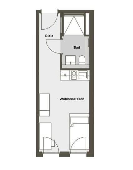 Pronájem bytu 1+1 24 m², Rudower Chaussee 32, Berlin, Berlín Pronájem bytu 1+1 24 m², Rudower Chaussee 32, Berlin, Berlín