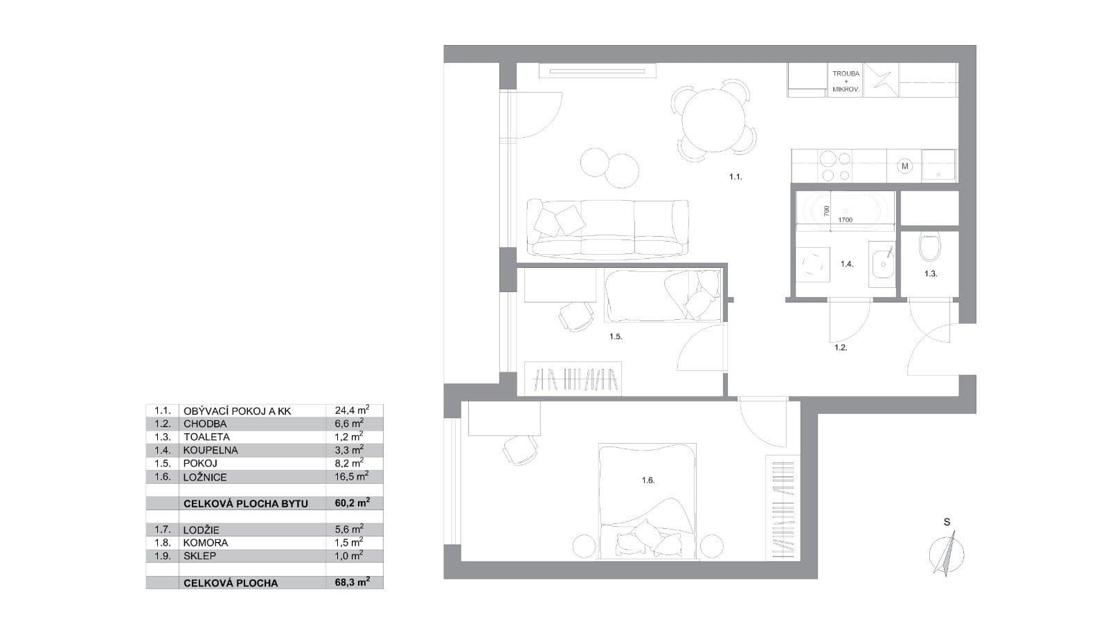 Prodej bytu 3+kk 68 m², Ke Kateřinkám, Praha, Praha Prodej bytu 3+kk 68 m², Ke Kateřinkám, Praha, Praha