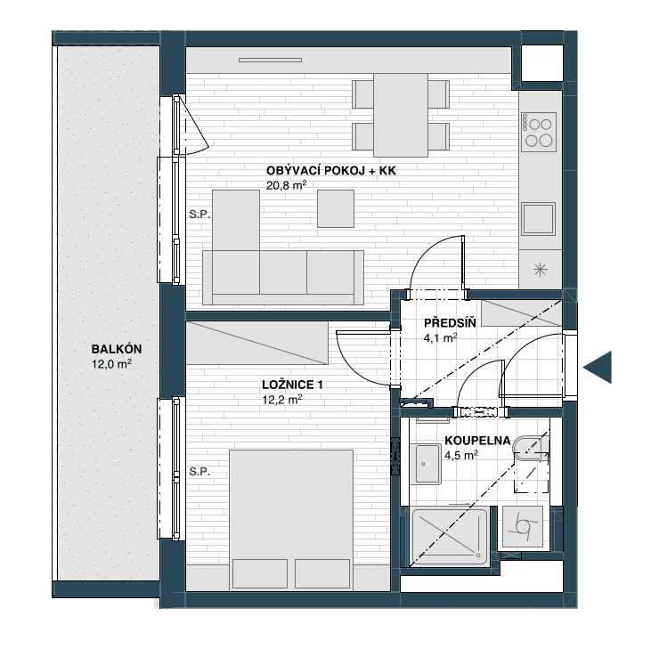 Pronájem bytu 2+kk 45 m², Hodkovická, Praha, Praha Pronájem bytu 2+kk 45 m², Hodkovická, Praha, Praha