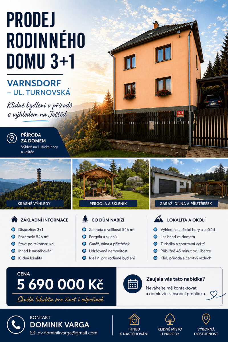 Prodej domu 183 m², pozemek 546 m², Turnovská, Varnsdorf, Ústecký kraj Prodej domu 183 m², pozemek 546 m², Turnovská, Varnsdorf, Ústecký kraj