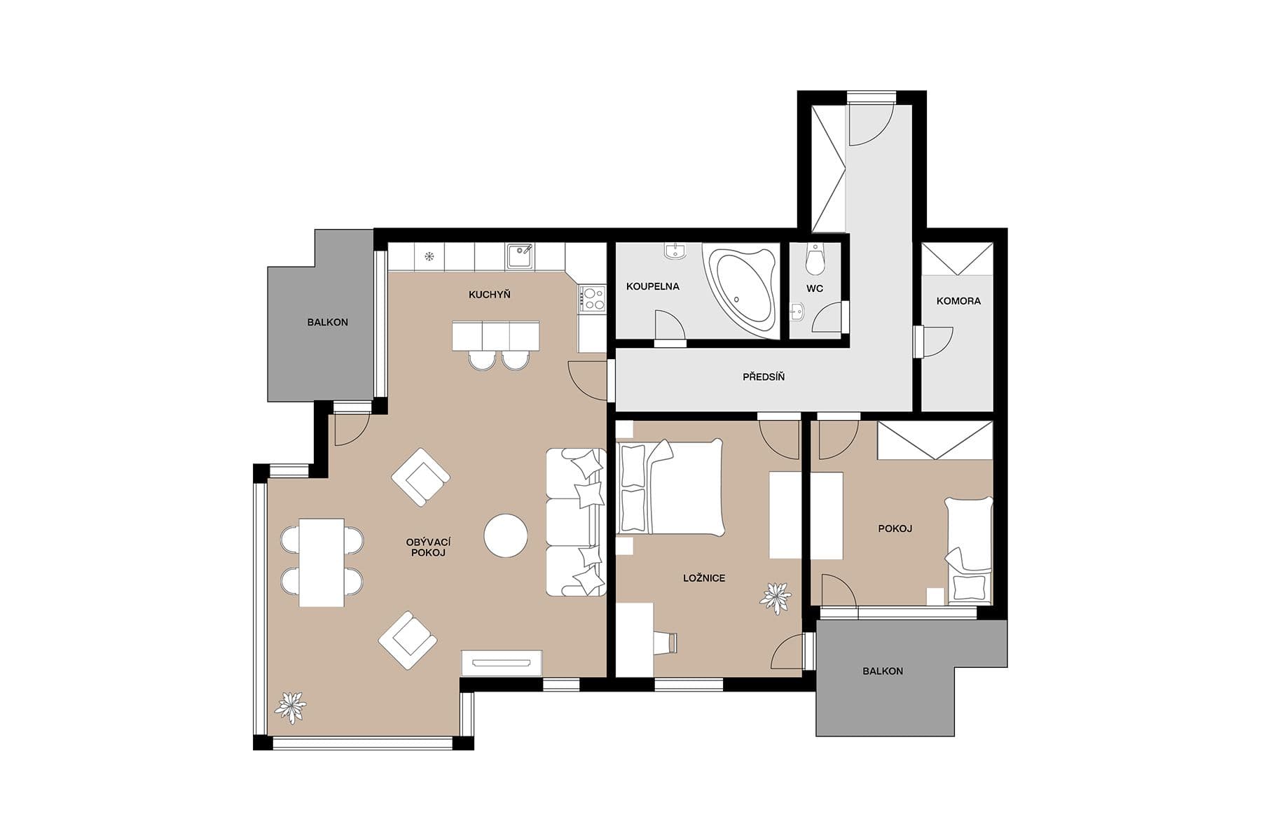 Prodej bytu 3+kk 101 m², Brabcova, Praha, Praha Prodej bytu 3+kk 101 m², Brabcova, Praha, Praha