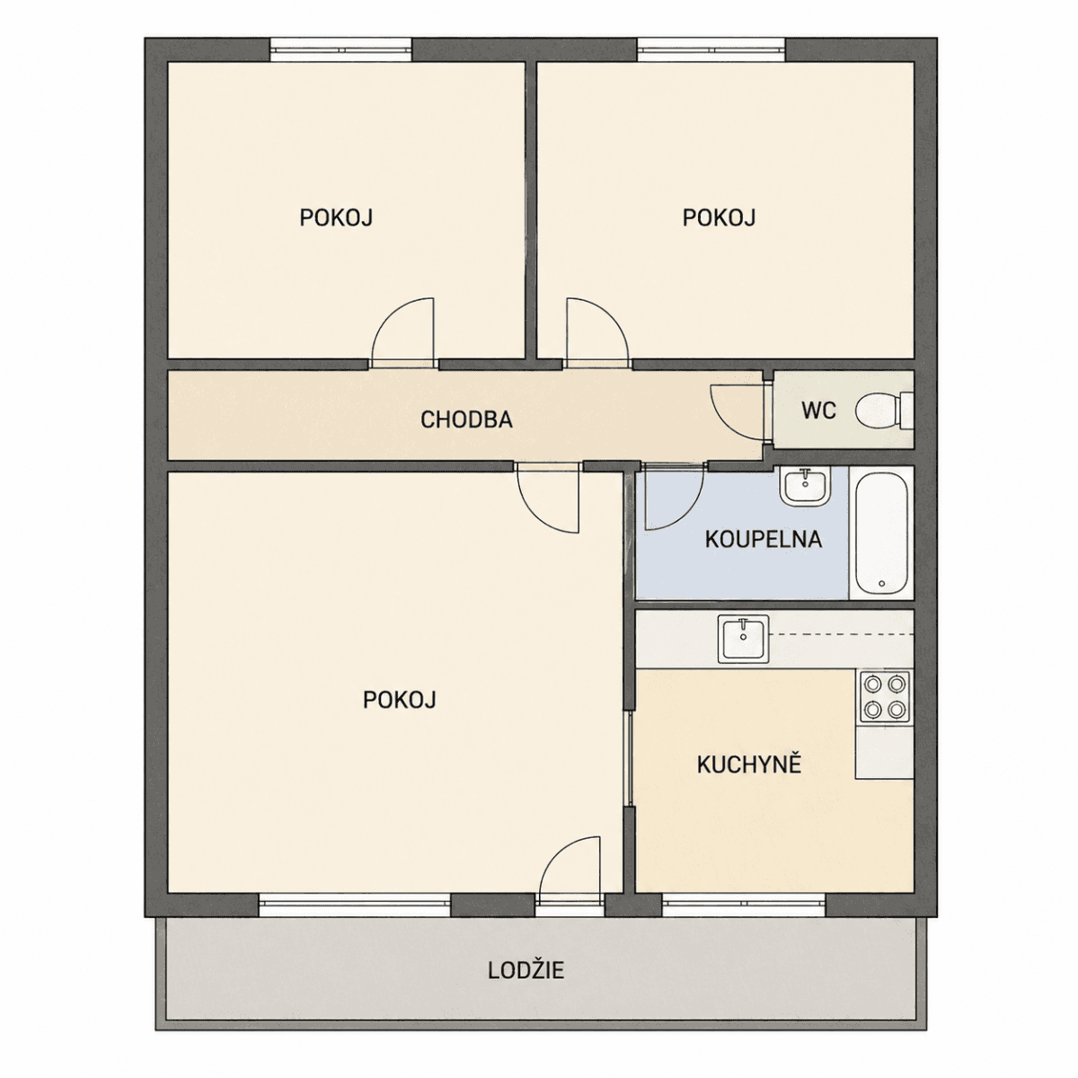 Pronájem bytu 3+1 55 m², Sládkovičova, Praha, Praha Pronájem bytu 3+1 55 m², Sládkovičova, Praha, Praha