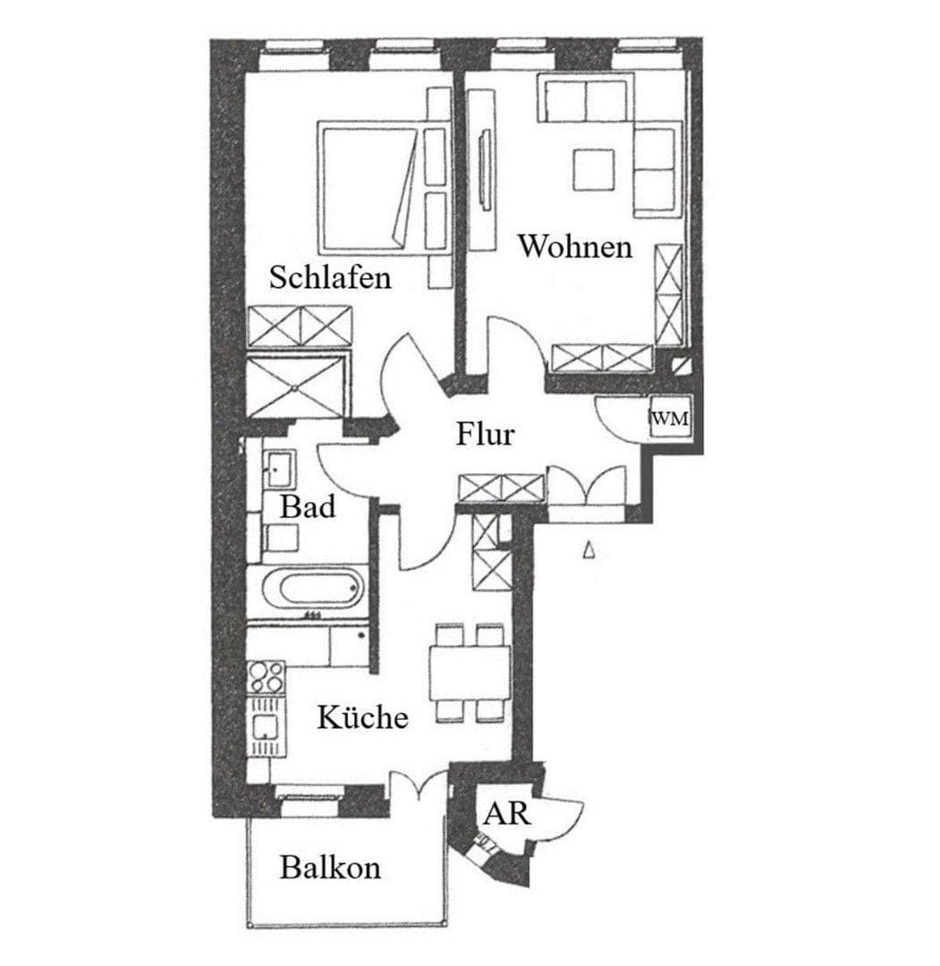 Pronájem bytu 2+1 58 m², Engelsdorfer Straße, Leipzig, Sasko Pronájem bytu 2+1 58 m², Engelsdorfer Straße, Leipzig, Sasko