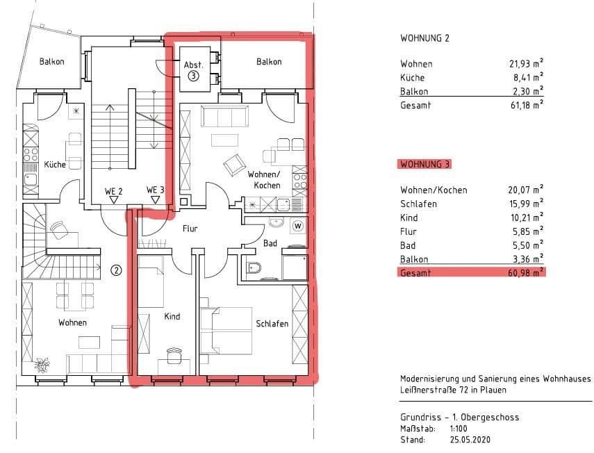 Pronájem bytu 2+kk 61 m², Leißnerstraße 72, Plauen, Sasko Pronájem bytu 2+kk 61 m², Leißnerstraße 72, Plauen, Sasko