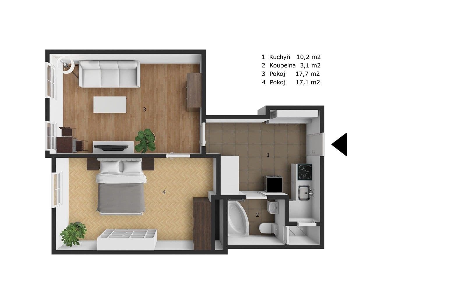 Pronájem bytu 2+kk 50 m², Branická, Praha, Praha Pronájem bytu 2+kk 50 m², Branická, Praha, Praha