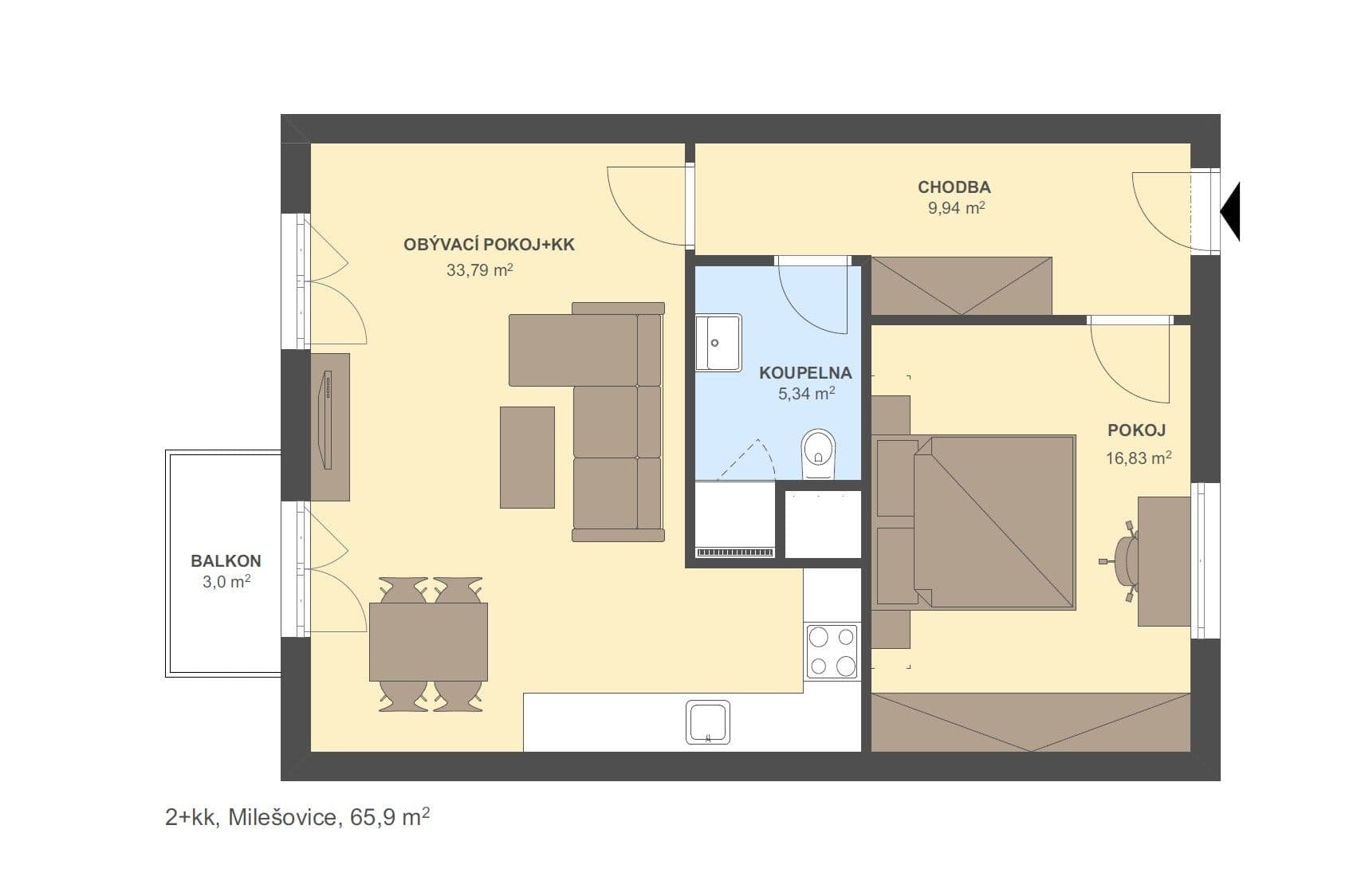 Prodej bytu 2+kk 66 m², 41910, Milešovice, Jihomoravský kraj Prodej bytu 2+kk 66 m², 41910, Milešovice, Jihomoravský kraj
