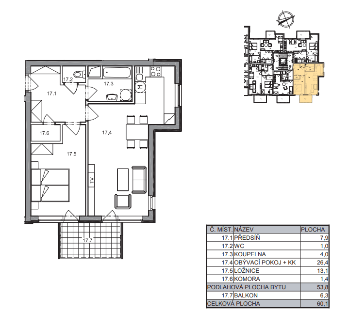 Pronájem bytu 2+kk 54 m², Rychtáře Petříka, Praha, Praha Pronájem bytu 2+kk 54 m², Rychtáře Petříka, Praha, Praha