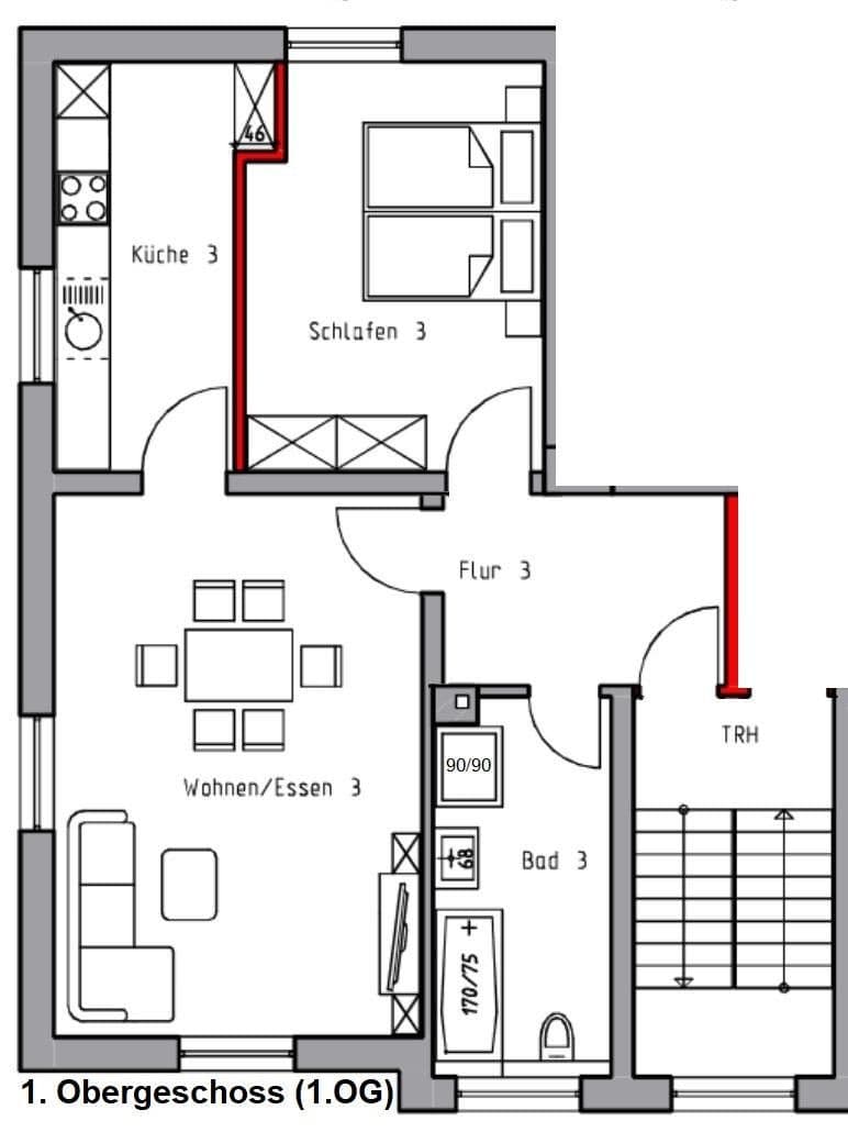 Pronájem bytu 2+1 80 m², Bismarckstr. 5, Grünberg, Hessen Pronájem bytu 2+1 80 m², Bismarckstr. 5, Grünberg, Hessen