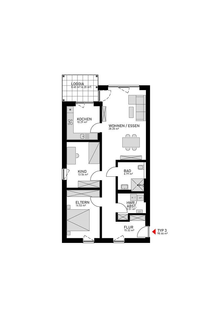 Pronájem bytu 3+1 99 m², Gabelsberger Str. 11c, Herne, Severní Porýní-Vestfálsko Pronájem bytu 3+1 99 m², Gabelsberger Str. 11c, Herne, Severní Porýní-Vestfálsko