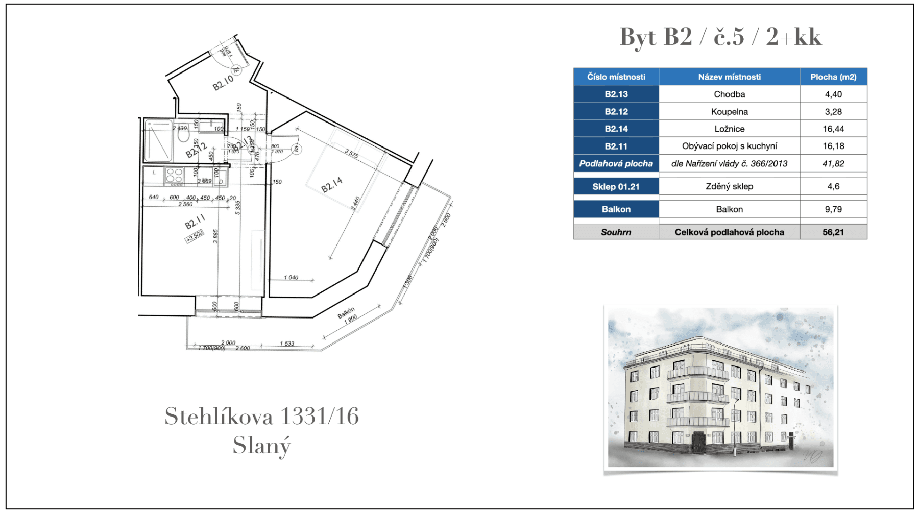 Prodej bytu 2+kk 56 m², Stehlíkova, Slaný, Středočeský kraj Prodej bytu 2+kk 56 m², Stehlíkova, Slaný, Středočeský kraj