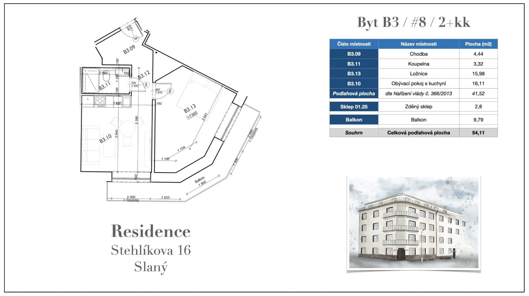 Prodej bytu 2+kk 54 m², Stehlíkova, Slaný, Středočeský kraj Prodej bytu 2+kk 54 m², Stehlíkova, Slaný, Středočeský kraj