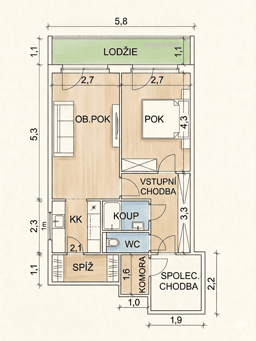 Prodej bytu 2+kk 47 m², Kozmíkova, Praha, Praha Prodej bytu 2+kk 47 m², Kozmíkova, Praha, Praha