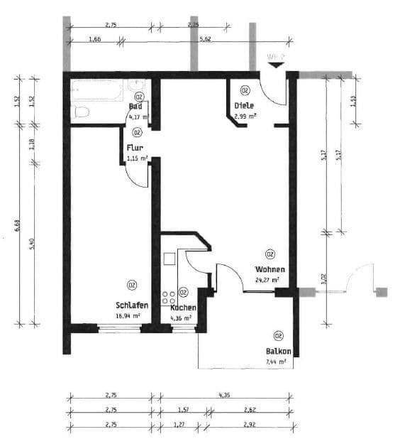 Pronájem bytu 2+1 58 m², Goethestraße 23, Radeberg, Sasko Pronájem bytu 2+1 58 m², Goethestraße 23, Radeberg, Sasko